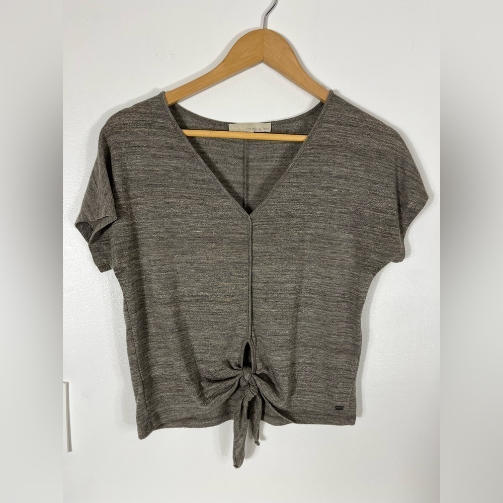 Monk and Lou Tie Front Womens Size XXS Short Sleeve Top